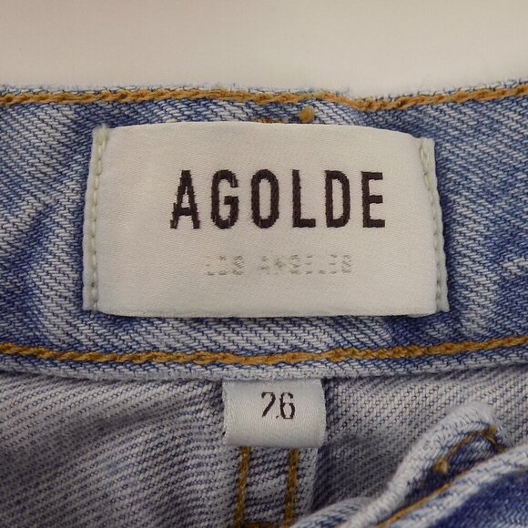 AGOLDE Jeans Size 26 High Rise Distressed 100% Organic Cotton Chambray Blue - Picture 3 of 6